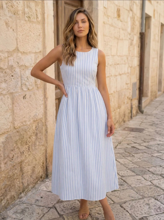Robe à rayures bleu ciel Mona