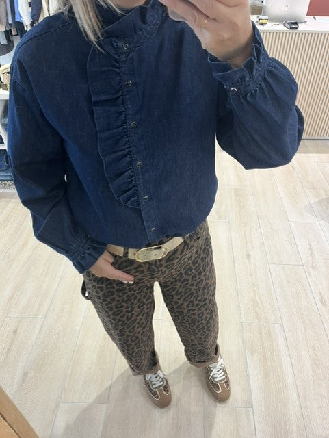 Chemise denim à volants Emeline
