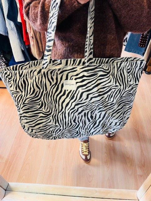 Tote bag en denim zebre Voyage
