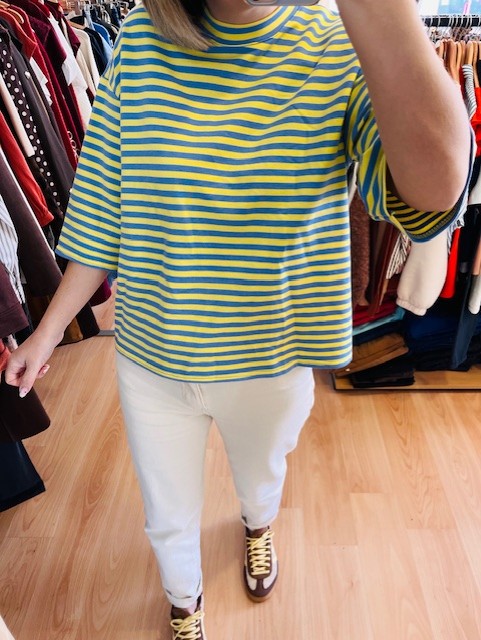 T-shirt marinière jaune/bleu