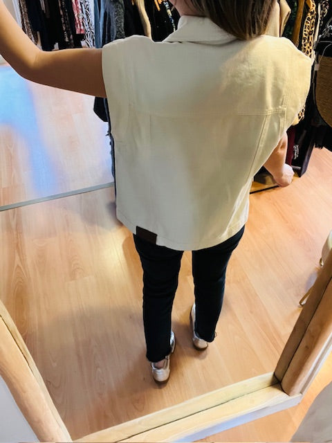 Veste en jean oversize écru Vallonia