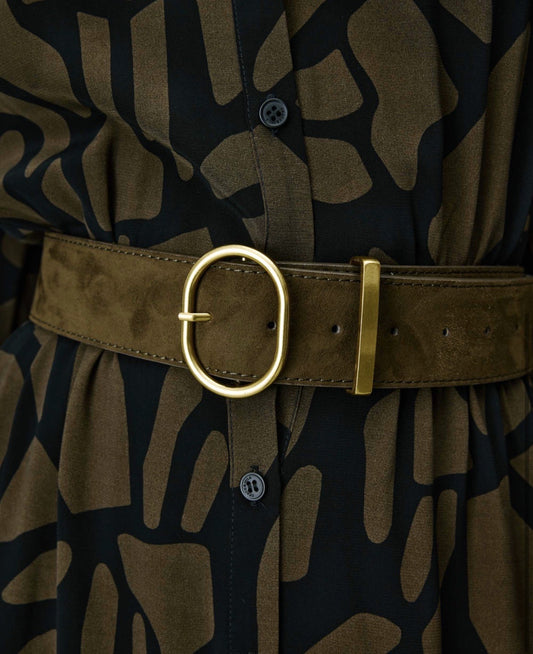Ceinture en suédine boucle doré kaki Swinton