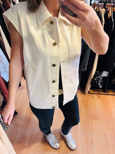 Veste en jean oversize écru Vallonia