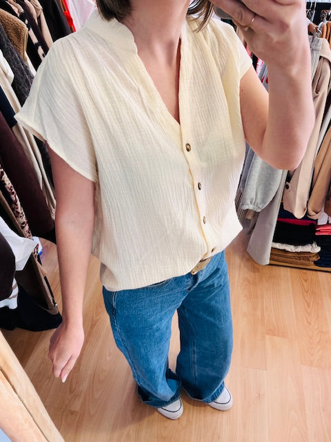 Blouse en gaze de coton écru Wesra