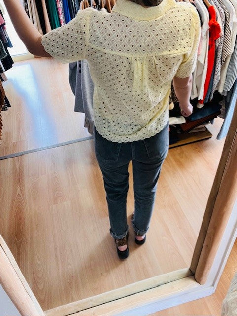 Chemise en broderies anglaises jaune Waverine