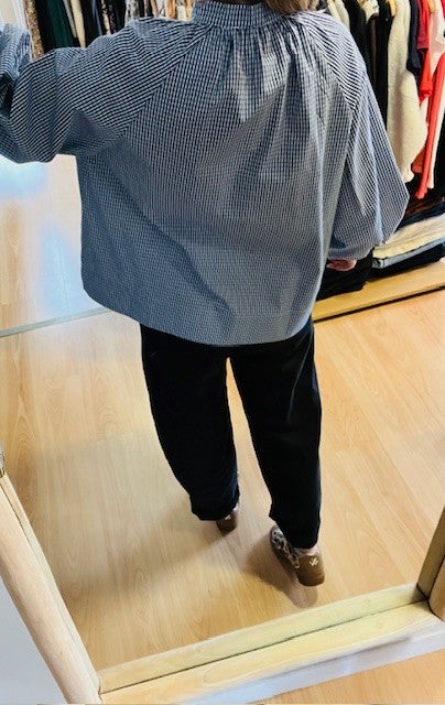 Blouse à carreaux bleu marine Varry