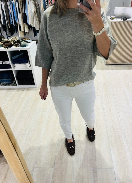 Pull oversize manches 3/4 col rond grege Asher