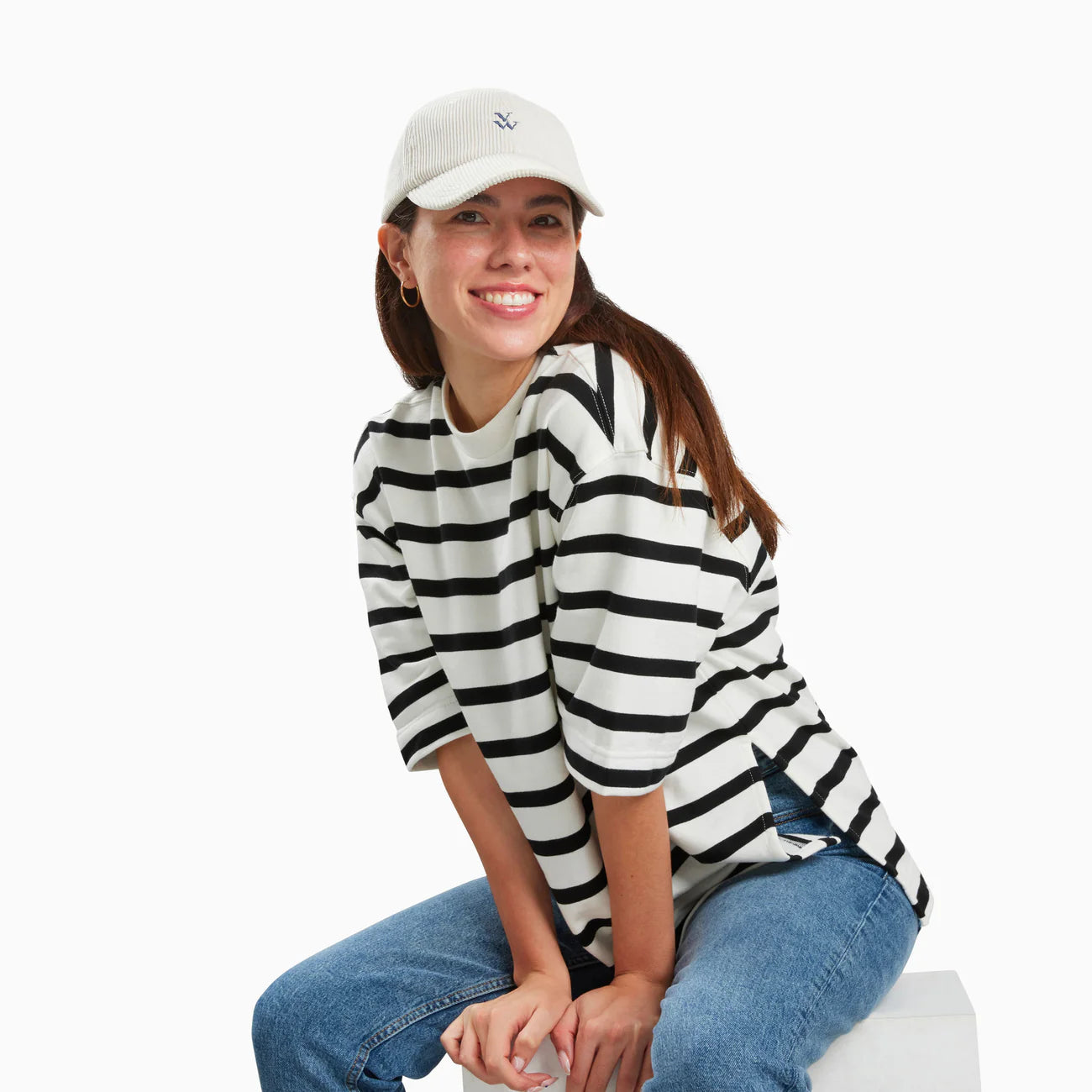 Casquette Jess ivoire en velours côtelé