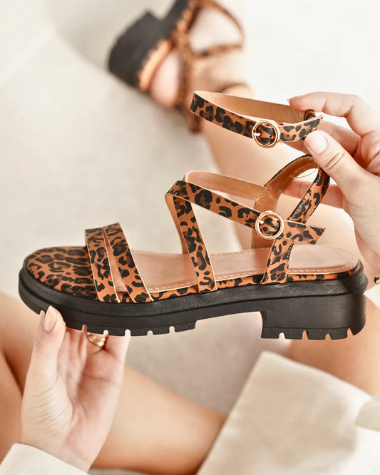 Sandale à plateforme imprimé léopard Eléa