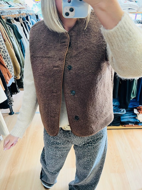 Veste sans manches marron matelassée et réversible Seth