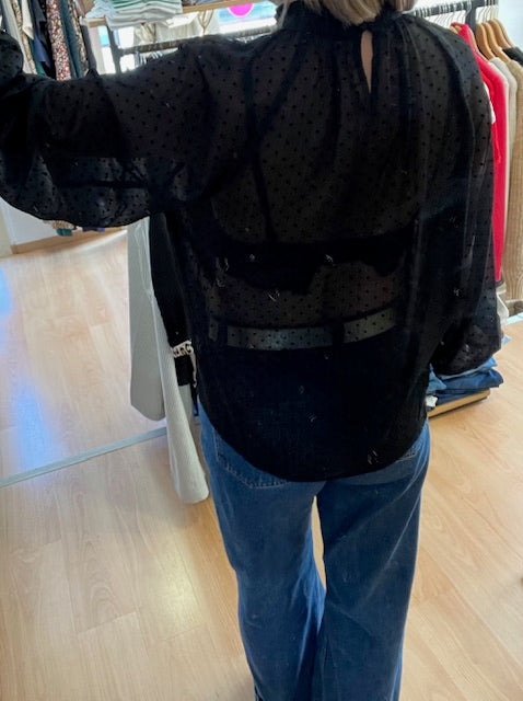 Blouse noire à pois velours Tailly