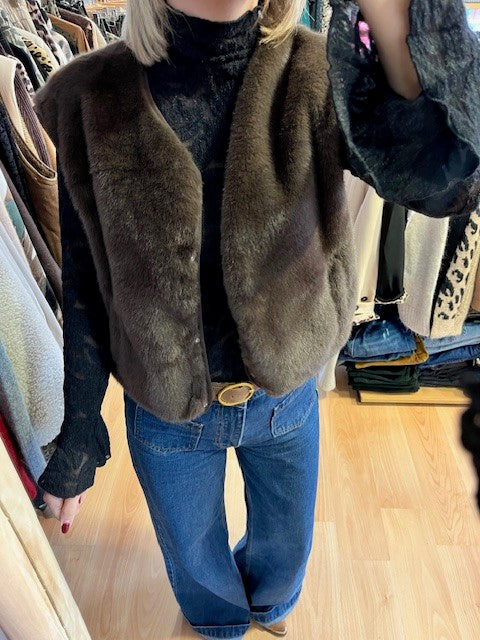 Gilet sans manches en fausse fourrure Parker