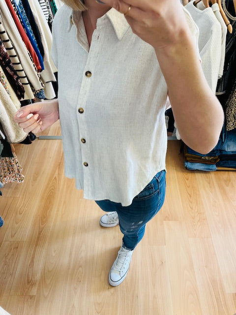 Chemise beige manches courtes Perez