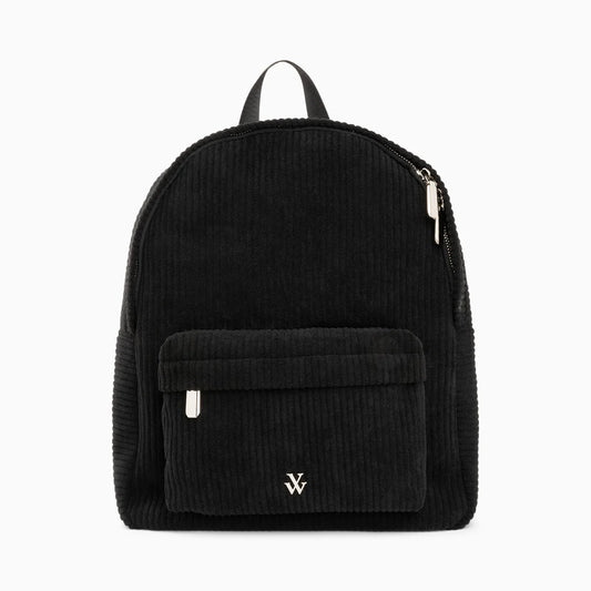 Sac à dos Yara noir en velours côtelé