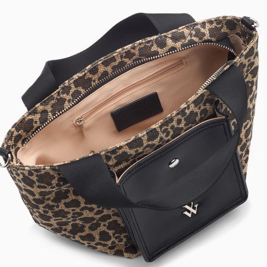 Mini Cabas Maylis léopard à pochette noire