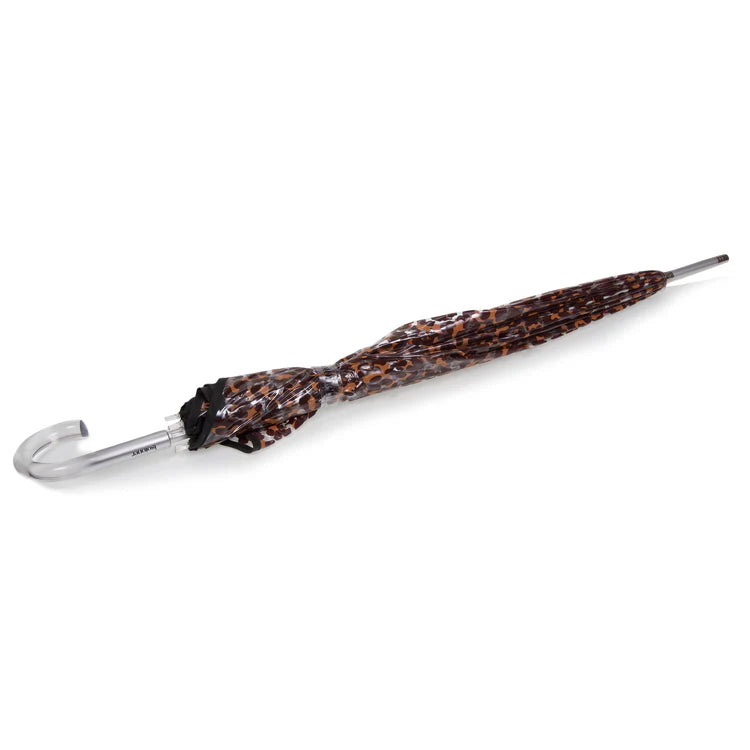 Parapluie cloche transparent PVC/Léopard beige