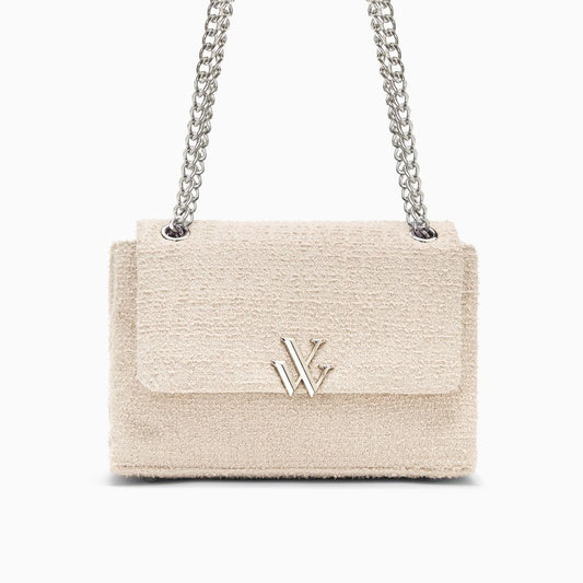 Sac à main Naomie beige Vanessa Wu chaine argentée porté main ou épaule