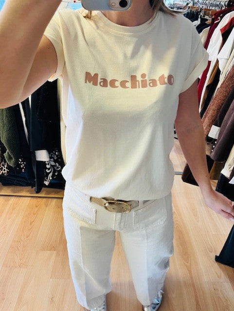 T-shirt à message imprimé mocha Vico - T shirt Grace et Mila - T shirt Macchiatto Grace et Mila femme - T shirt Grace et Mila collection