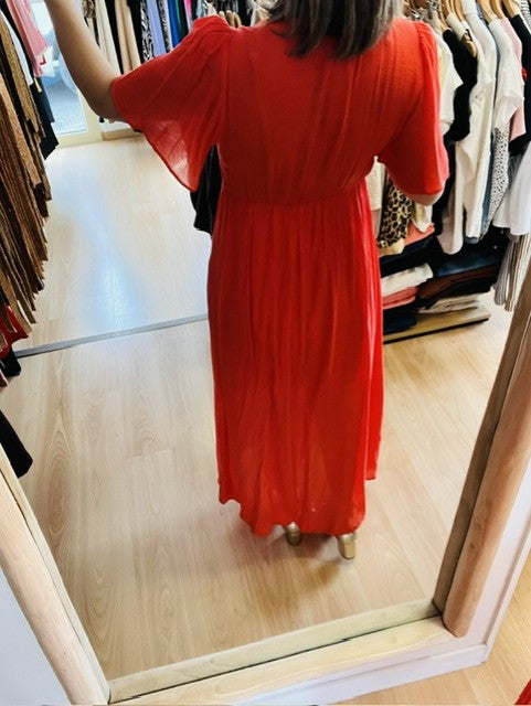 Robe longue fluide corail Lucy