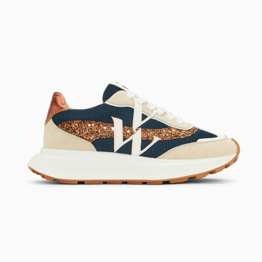 Baskets Inès marine et bronze