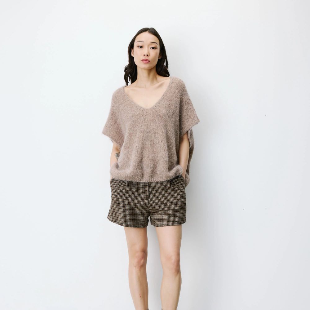 Pull ample sans manches en alpaga mélangé mocha Atticus