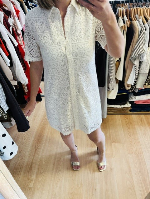 Robe chemise blanche en dentelle Maria