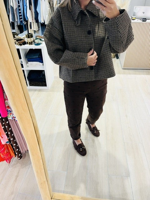 Manteau court pied-de-poule café Arthur