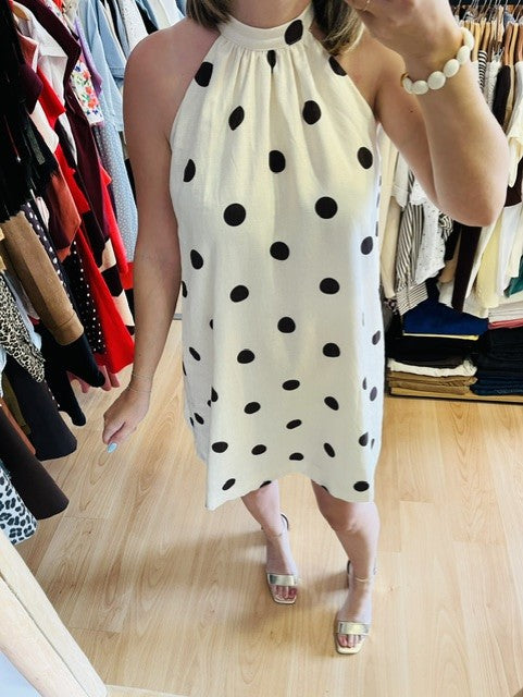 Robe à imprimée pois écru Warna