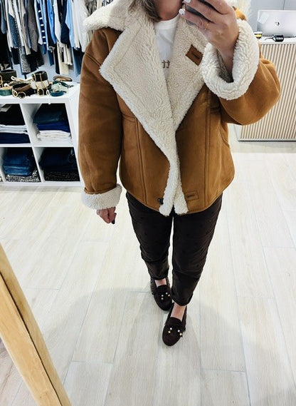 Manteau double boutonnage à poil chameau Apollon Grace & Mila