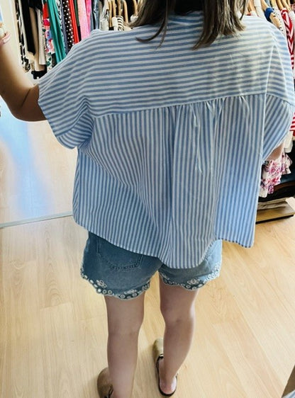 Blouse brodée bleu Arianne