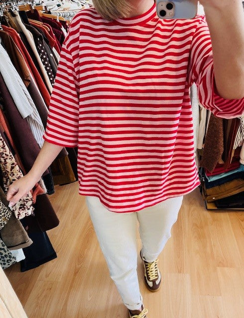 T-shirt marinière rouge/blanc