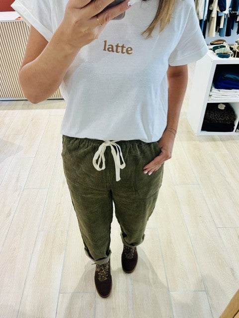 Pantalon velours côtelé kaki Liberty