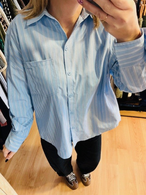 Chemise oversize en coton bleu Valerie