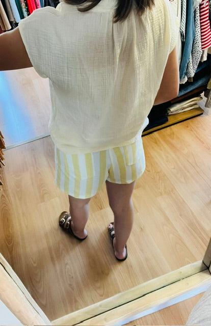 Short à rayures jaune & blanc Yann