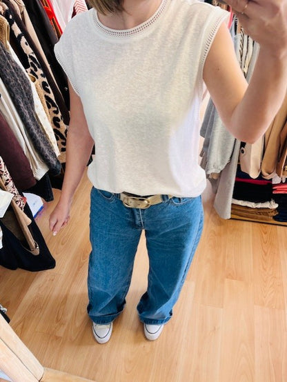 T-shirt sans manches ivoire Wallace