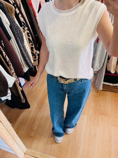 T-shirt sans manches ivoire Wallace