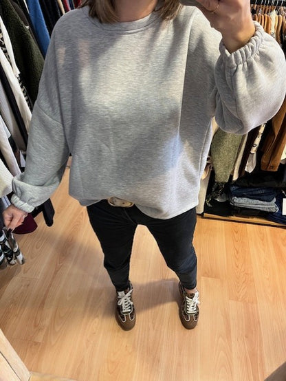 Sweat oversize gris / rose Mom life