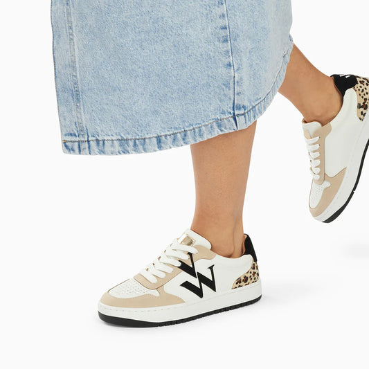 Basket Esmée Vanessa Wu VW noir détail léopard à lacet
