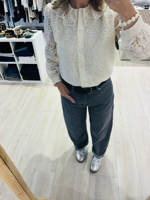 blouse dentelle écru femme - blouse écru femme - blouse en dentelle femme - blouse blanche en dentelle - blouse chic femme - blouse romantique femme - chemisier dentelle femme - blouse manches longues femme - blouse col claudine