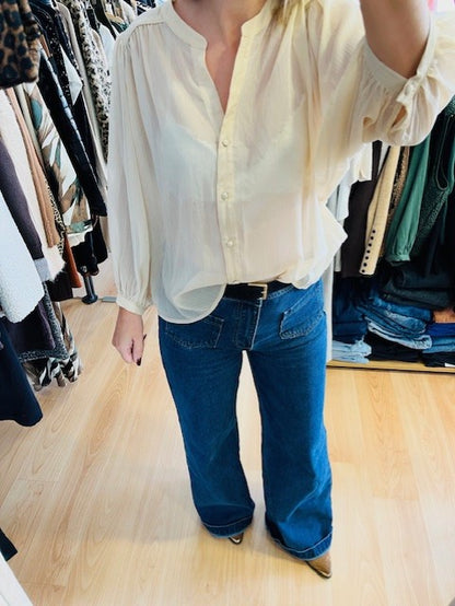 Blouse pailletée vanille Tarzy - Blouse Grace & Mila - blouse transparente femme - blouse en lurex - blouse tendance 2025