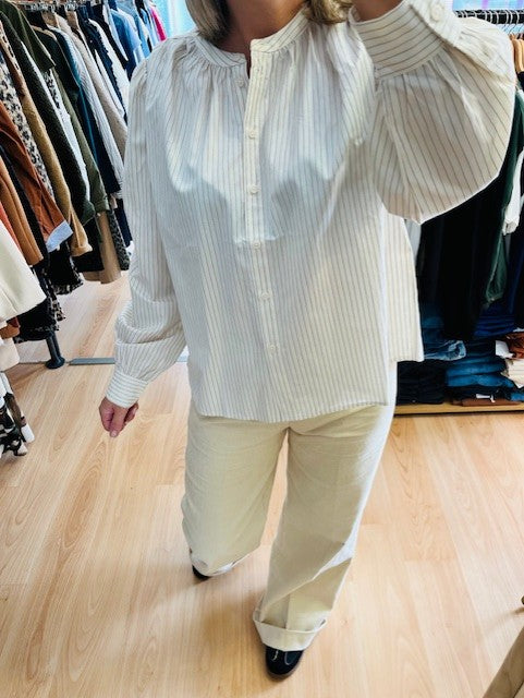 Blouse à rayures écru Sissi - Blouse Grace & Mila - Blouse col rond - Blouse oversize