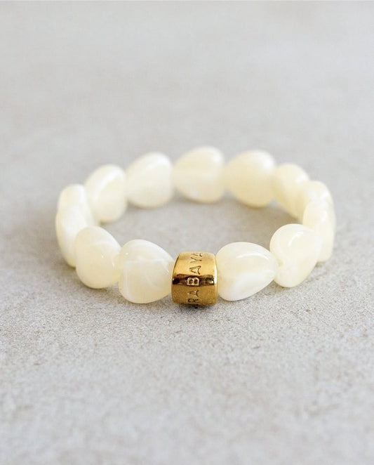 Bracelet Cœur crème - bracelet Parabaya - Cadeau fête des mères - bijou femme tendance - bracelet cœur femme - cadeau maman original - bracelet coloré femme - bijou romantique femme