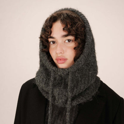 Cagoule anthracite Samourai - Cagoule maille - cagoule tendance 2025 - cagoule femme - cagoule Grace & Mila