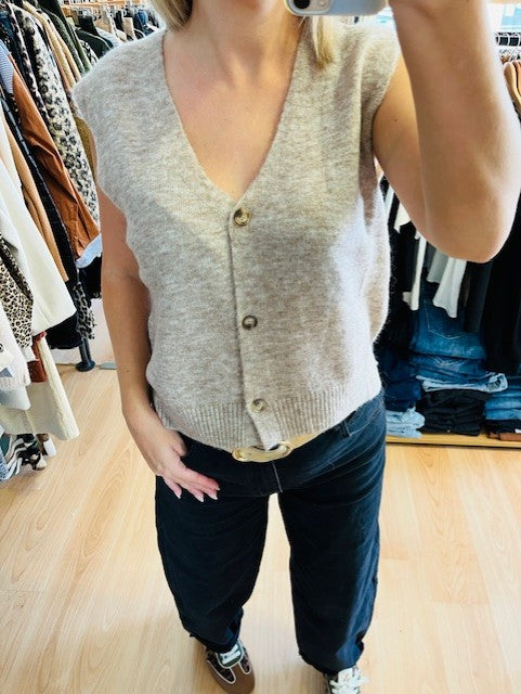 Cardigan beige sans manches Santa - cardigan Grace & Mila