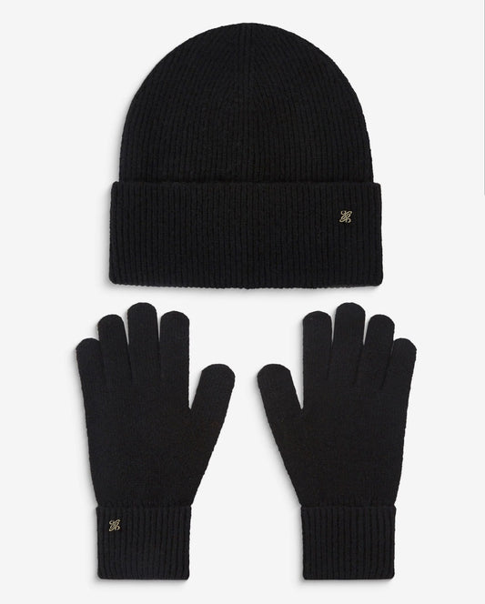 duo bonnet et gants en maille - bonnet et gants femme - ensemble bonnet gants femme - bonnet gants en maille - duo bonnet gants hiver - bonnet femme noir - gants femme noir - bonnet Grace & Mila - gants Grace & Mila - duo Anicet Grace & Mila - accessoires hiver femme