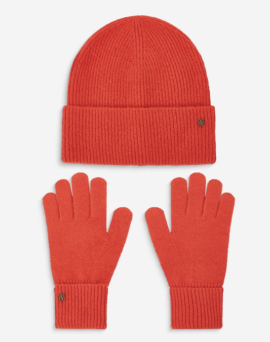 duo bonnet et gants en maille - bonnet et gants femme - ensemble bonnet gants femme - bonnet gants en maille - duo bonnet gants hiver - bonnet femme sanguine - gants femme sanguine - bonnet Grace & Mila - gants Grace & Mila - duo Anicet Grace & Mila - accessoires hiver femme
