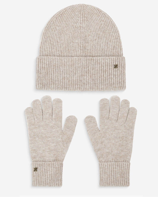 duo bonnet et gants en maille - bonnet et gants femme - ensemble bonnet gants femme - bonnet gants en maille - duo bonnet gants hiver - bonnet femme taupe - gants femme taupe - bonnet Grace & Mila - gants Grace & Mila - duo Anicet Grace & Mila - accessoires hiver femme