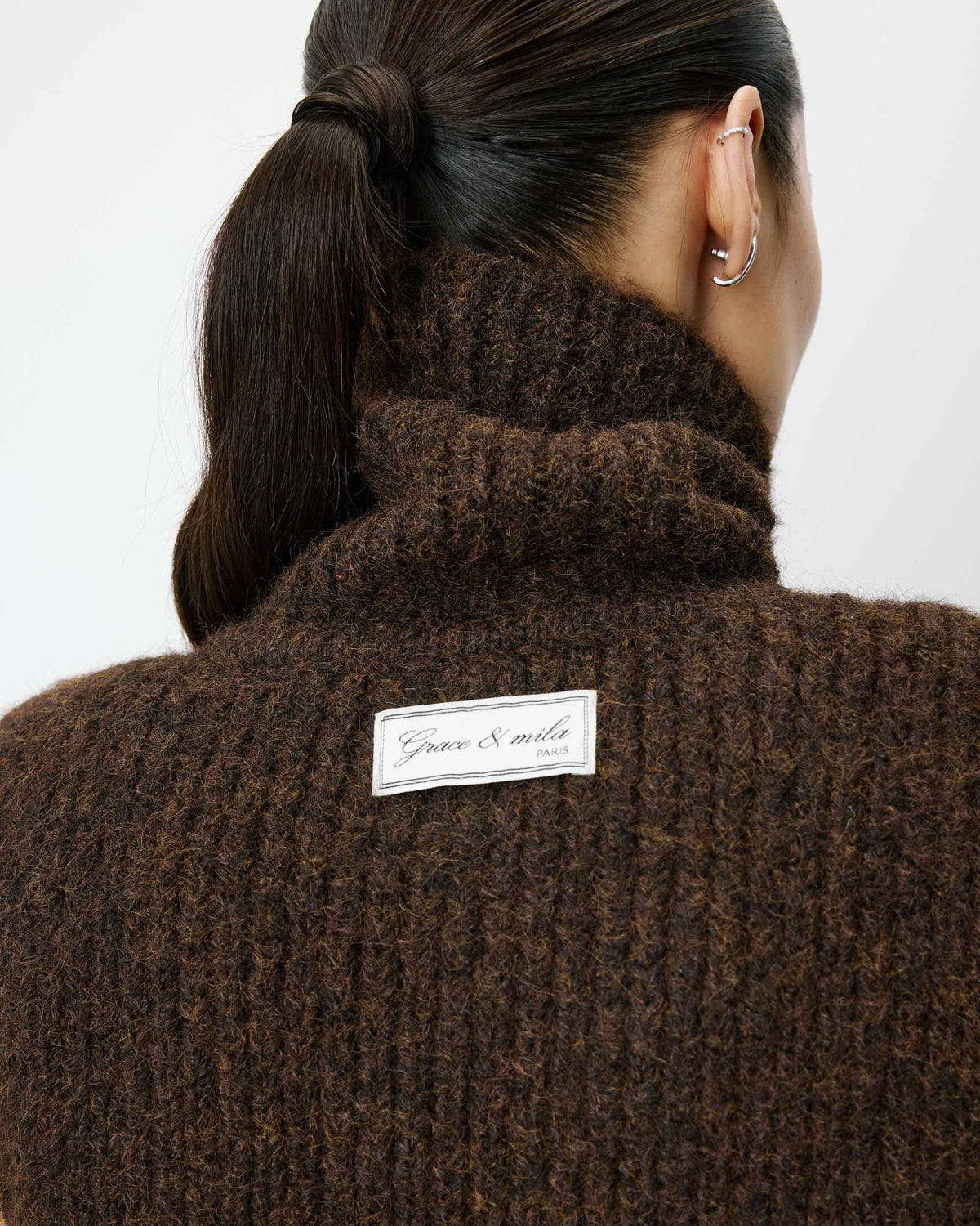 Snood tricoté chocolat Ansel