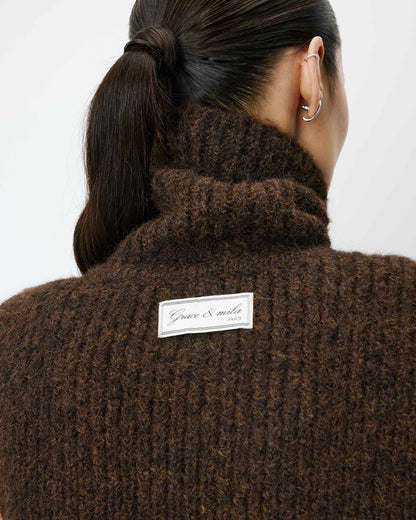 Snood tricoté chocolat Ansel