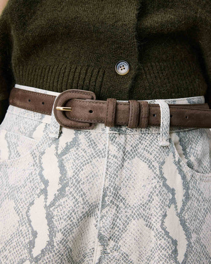 Ceinture en suédine boucle assortie taupe Scotland